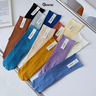 Tất nữ cao cổ trơn màu GOMTAT, chất liệu cotton mềm mại,khử mùi hôi - UYE-7001-1DOI