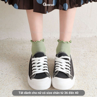 Combo 10 đôi tất cổ ngắn nữ GOMTAT cổ bèo, chất liệu cotton hút ẩm thoáng khí khử mùi -NGANCOBEO-FIVE-2004-CB10