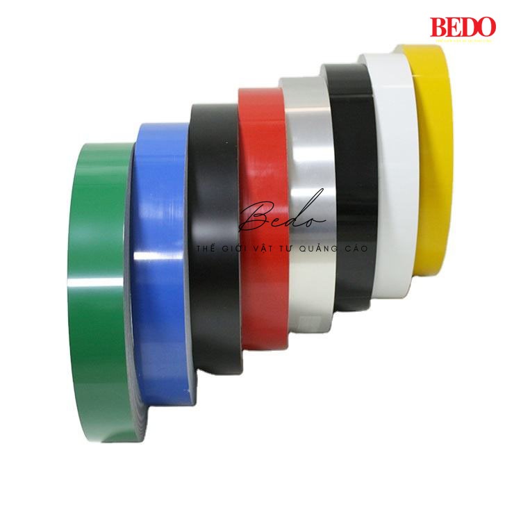 Gáy nhôm không gờ BEDO làm biển hiệu - Cuộn 100m nhôm uốn chân chữ nổi quảng cáo giá tốt, nhiều kích thước bản rộng