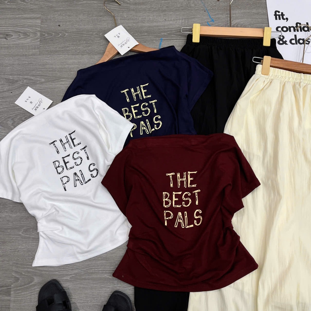 CV XOÈ ÁO BEST PALS , Sét áo cotton co giãn+ chân váy xoè 2 lớp. Đủ size SMLXL 40kg- 70kg