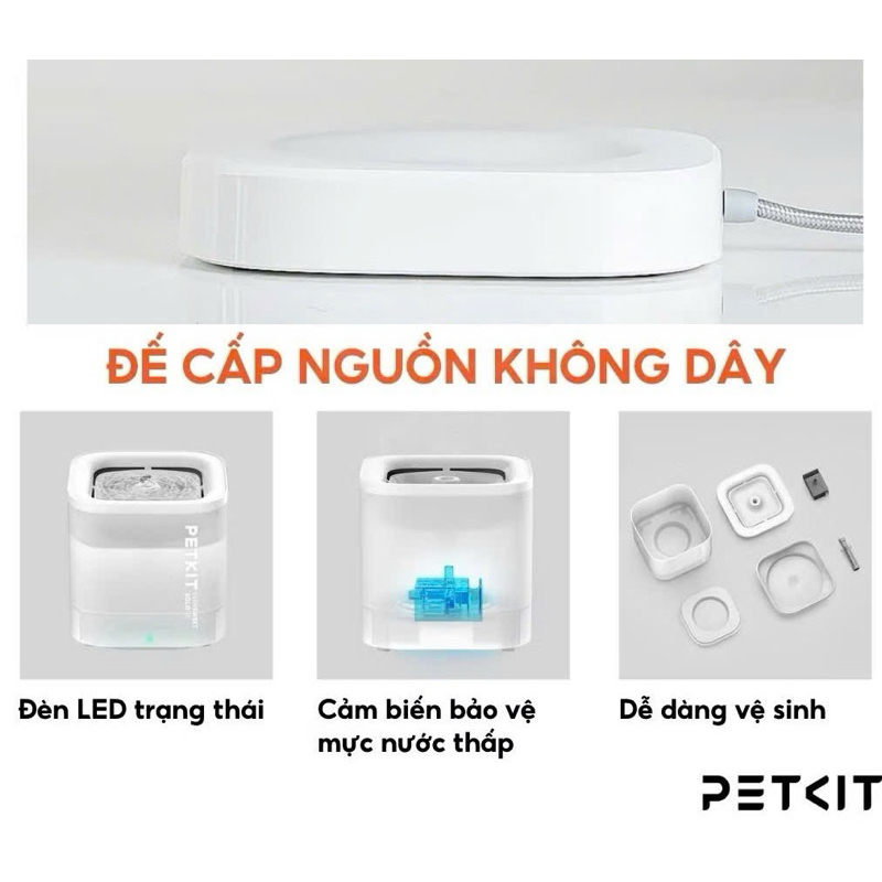 MÁY LỌC NƯƠC CÔNG NGHỆ BƠM KHÔNG DÂY 3.0 PETKIT SOLO SE CÓ THỂ THÁO RỜI DÀNH CHO THÚ CƯNG