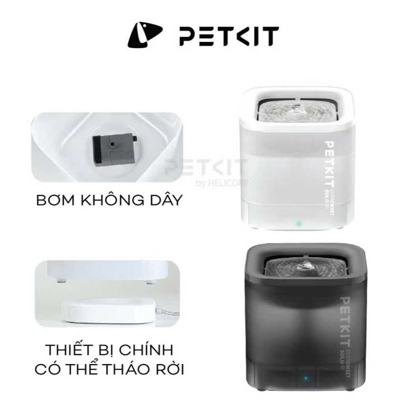 MÁY LỌC NƯƠC CÔNG NGHỆ BƠM KHÔNG DÂY 3.0 PETKIT SOLO SE CÓ THỂ THÁO RỜI DÀNH CHO THÚ CƯNG