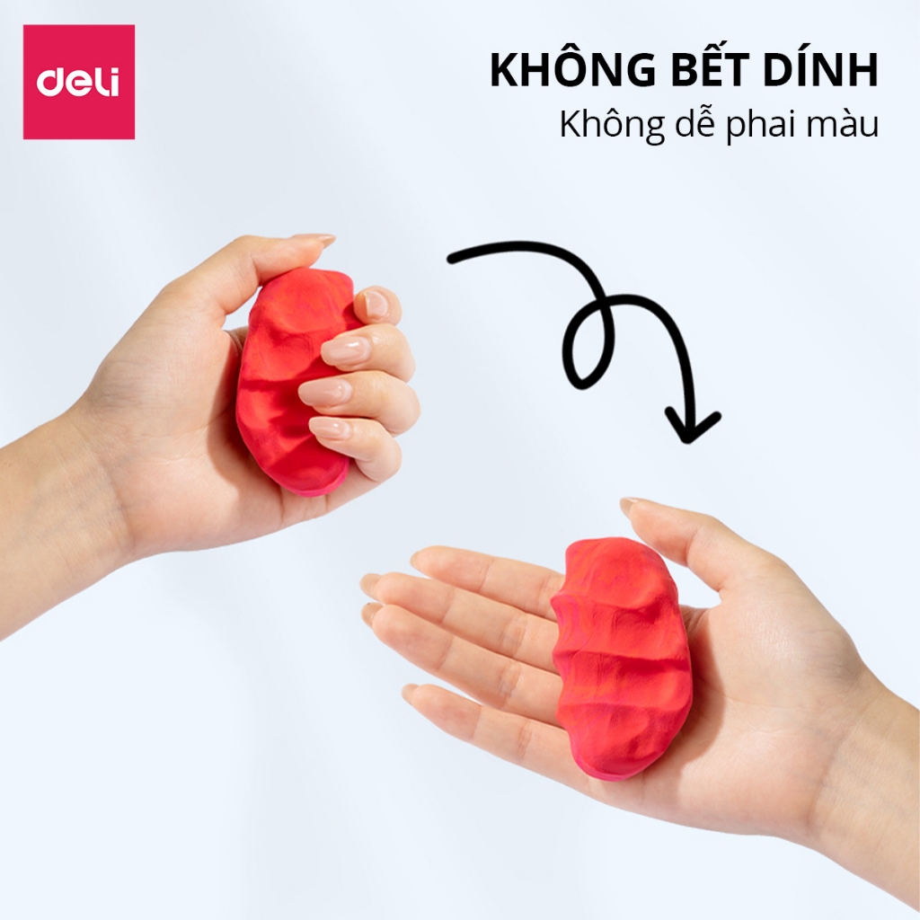 Đất Nặn Deli Mềm Mịn Cho Bé – 12/24/36 Màu Hộp Nhựa Có Quai Xách hoặc Túi Zip – Chất An Toàn, Không Gây Kích Ứng