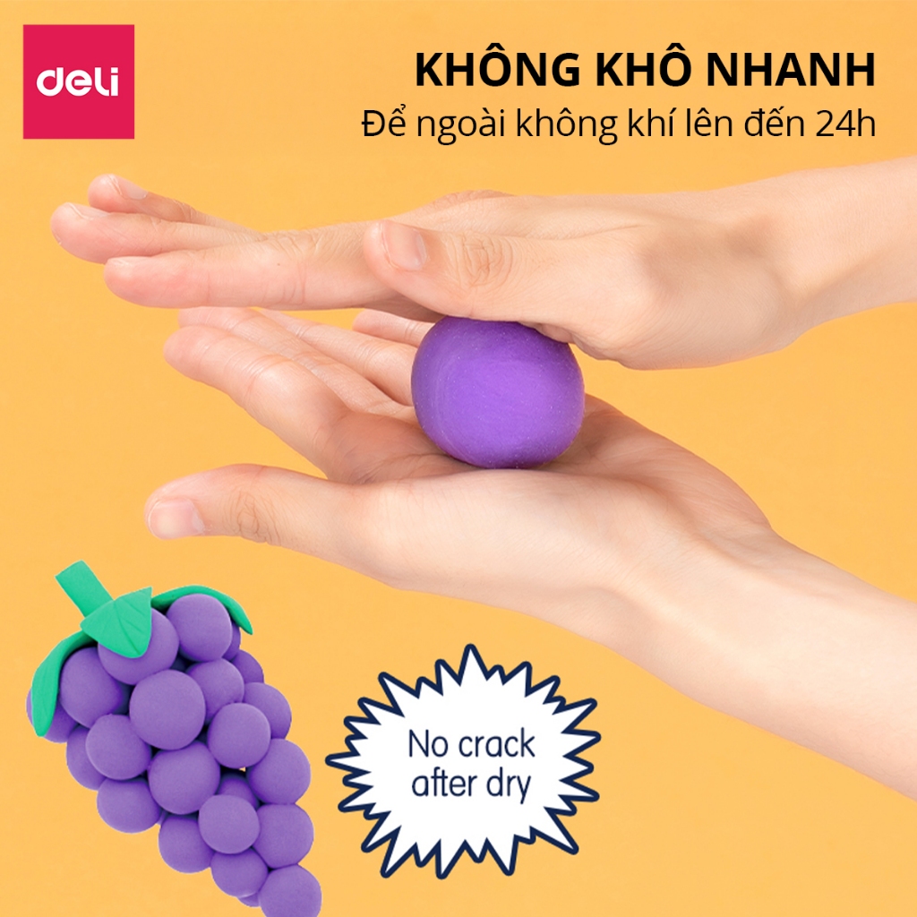 Đất Nặn Deli Mềm Mịn Cho Bé – 12/24/36 Màu Hộp Nhựa Có Quai Xách hoặc Túi Zip – Chất An Toàn, Không Gây Kích Ứng
