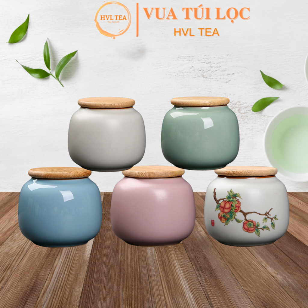 Hũ đựng matcha trà nhật, Lọ gốm đựng matcha nắp gỗ tre kín hơi cao cấp -  HVL TEA | Shopee Việt Nam