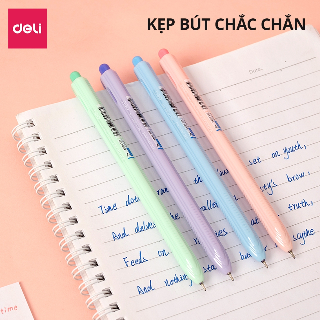 Hộp 50 bút bi bấm văn phòng nhiều màu pastel mực xanh/đen/đỏ ngòi 0.7mm giá rẻ viết trơn tru