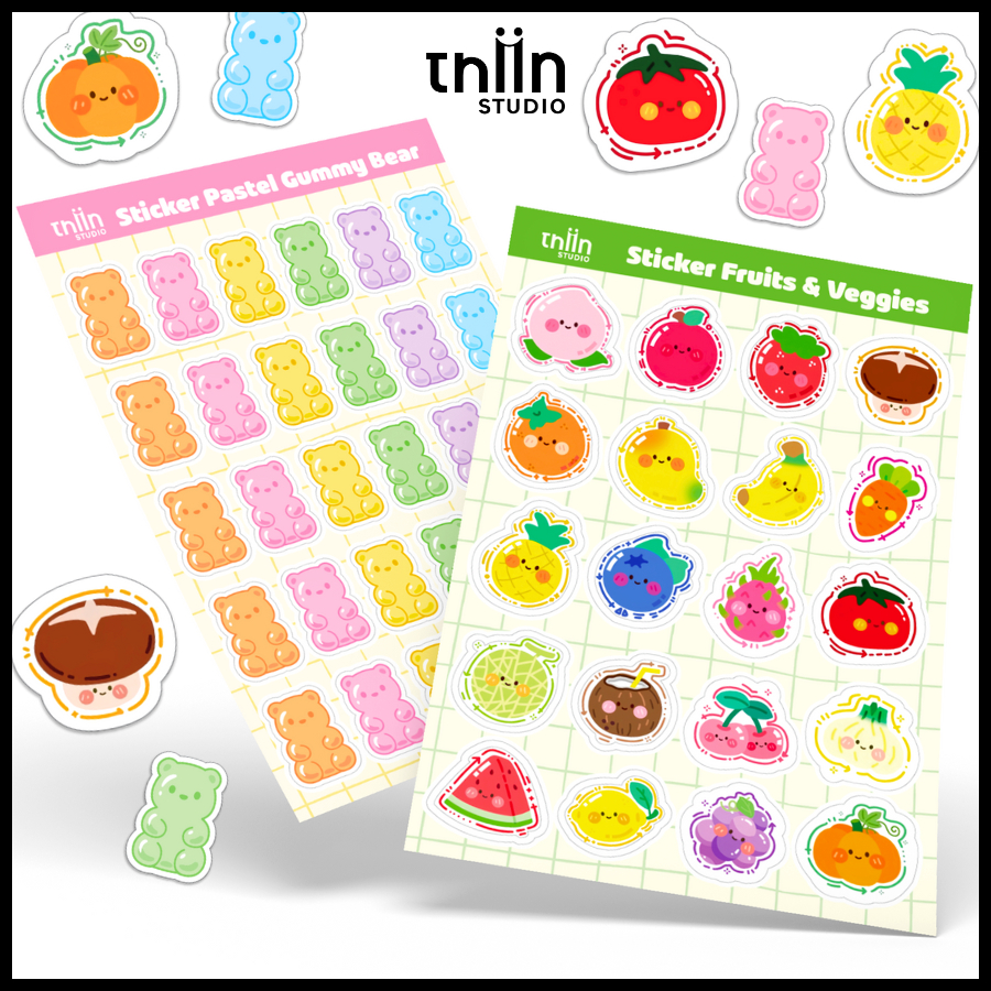 Sticker Trái Cây Rau Củ, sticker món ăn THIIN STUDIO, hình dán đồ ăn ...