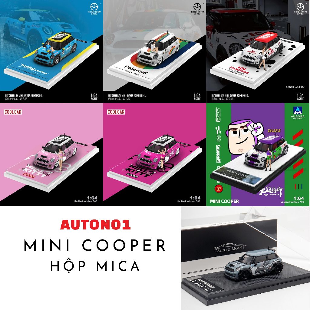 Mô hình xe Mini Cooper LBWK Liberty Walk xe kim loại có đế và hộp