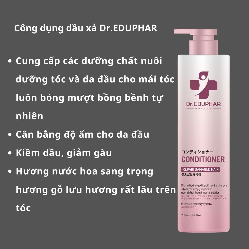Bộ Gội Xả Ủ Tóc Dr.EDUPHAR Keratin 750ml/500ml | Chăm Sóc Tóc Khô Xơ, Mềm Mượt Dễ Chải.