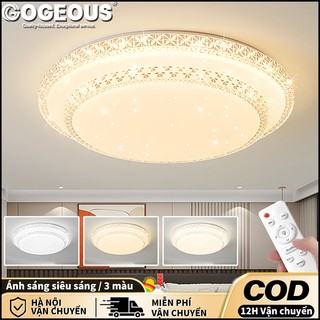 【COD】Đèn trần pha lê 220V LED có thể điều chỉnh độ sáng 3 màu Đèn trần phòng khách phòng ngủ