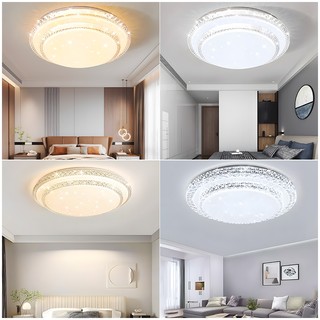 【COD】Đèn trần pha lê 220V LED có thể điều chỉnh độ sáng 3 màu Đèn trần phòng khách phòng ngủ
