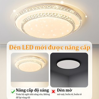 【COD】Đèn trần pha lê 220V LED có thể điều chỉnh độ sáng 3 màu Đèn trần phòng khách phòng ngủ