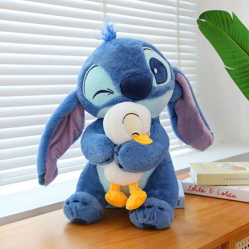 Thú Nhồi Bông Stitch Ôm Vịt Donald Siêu Dễ Thương – Gối Ôm Gấu Bông Cực Chill Mềm Như Mây