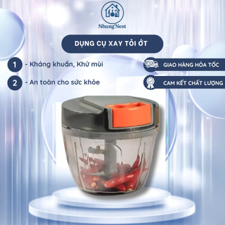 Dụng cụ xay tỏi ớt CHEF&CHEF 650ml cầm tay tiện lợi lưỡi dao inox siêu bền, tiện dụng hàng chuẩn