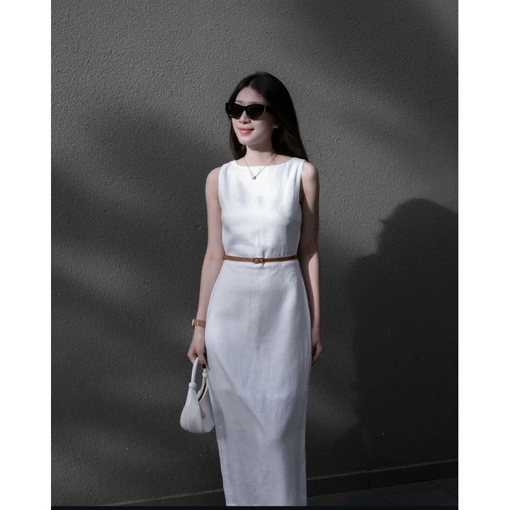 đầm linen thiết kế đẹp đầm nữ chất liệu linen đầm dự tiệc đi chơi trẻ trung ,đầm nữ đẹp đầm dáng ngắn .( tặng kèm đai .