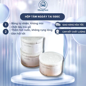 Hộp Tăm Bông Ngoáy Tay Màu Trắng 300 cái, Thân Gỗ Thân Thiện Với Môi Trường Đa Năng Tiện Lợi Dùng Cho Cả Gia Đình
