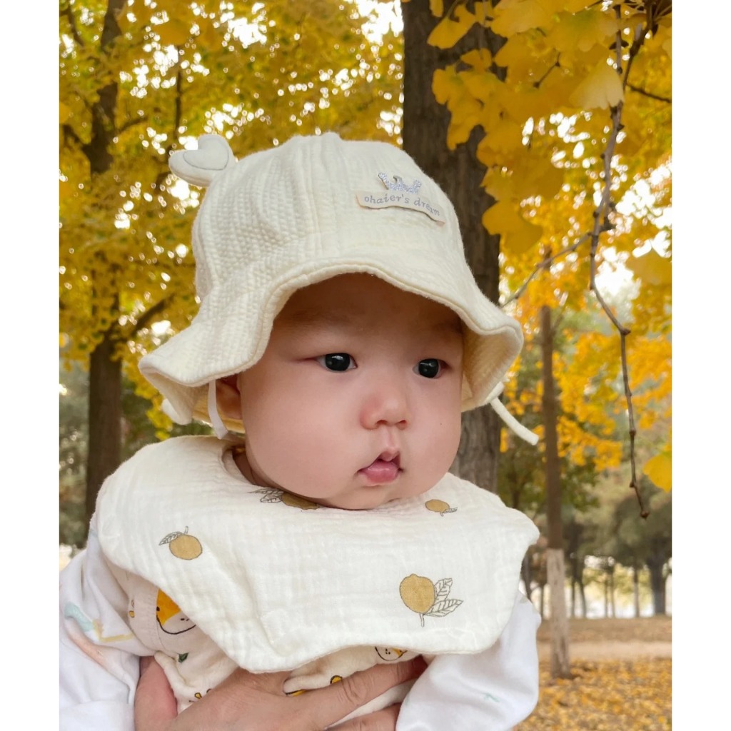 Yếm Tròn  Unbee Có Cúc Cài Freesize Cho Bé 0-3 Tuổi, Chất Liệu Xô Muslin Hàn Quốc