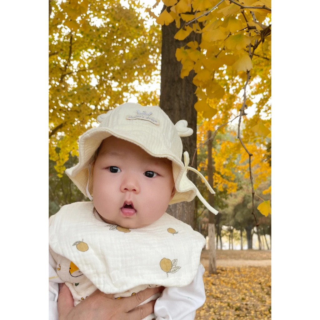 Yếm Tròn  Unbee Có Cúc Cài Freesize Cho Bé 0-3 Tuổi, Chất Liệu Xô Muslin Hàn Quốc