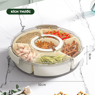 Hộp Đựng Bánh Kẹo 6 Ngăn Nhựa PP Có Nắp Xoay Nhựa Cao Cấp, Khay Mứt Tết Cao Cấp