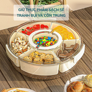 Hộp Đựng Bánh Kẹo 6 Ngăn Nhựa PP Có Nắp Xoay Nhựa Cao Cấp, Khay Mứt Tết Cao Cấp