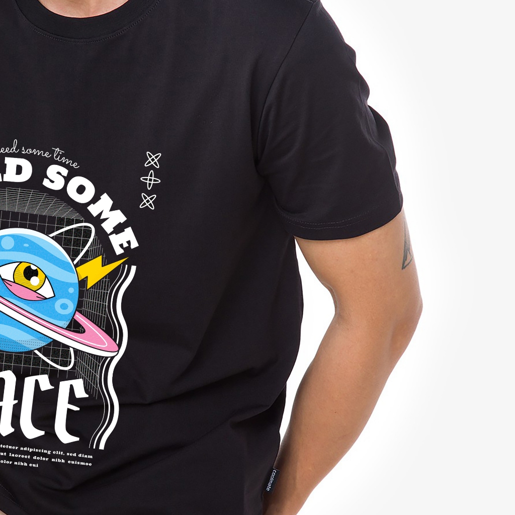Áo thun đen High Up in hình Space co dãn thấm hút mồ hôi 40-100kg form rộng Basetee Unisex
