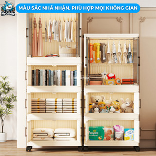 Tủ Nhựa Đựng Quần Áo Cho Bé Có Ngăn Treo, Tủ Nhựa Gấp Gọn Rộng 55cm, Khóa Nam Châm, Bánh Xe 360, Nhựa PP Cao Cấp - HC12