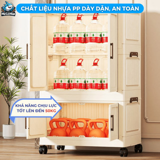Tủ Nhựa Đựng Quần Áo Cho Bé Có Ngăn Treo, Tủ Nhựa Gấp Gọn Rộng 55cm, Khóa Nam Châm, Bánh Xe 360, Nhựa PP Cao Cấp - HC12