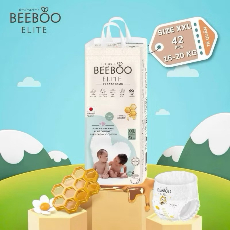Tã Dán Beeboo Elite Bỉm Quần Chất Liệu Cao Cấp Mềm Mại Lõi Thấm Vách Ngăn Chống Tràn An Toàn Cho Da Bé
