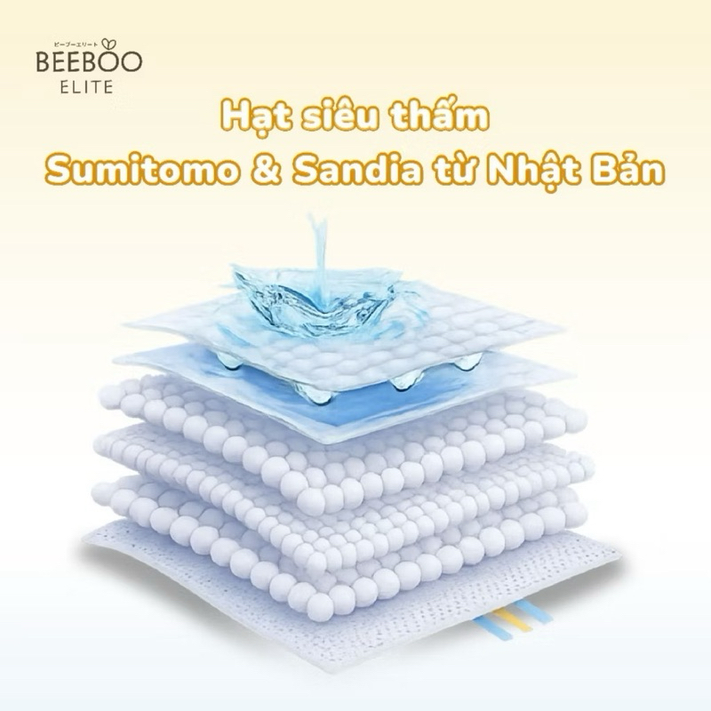 Tã Dán Beeboo Elite Bỉm Quần Chất Liệu Cao Cấp Mềm Mại Lõi Thấm Vách Ngăn Chống Tràn An Toàn Cho Da Bé