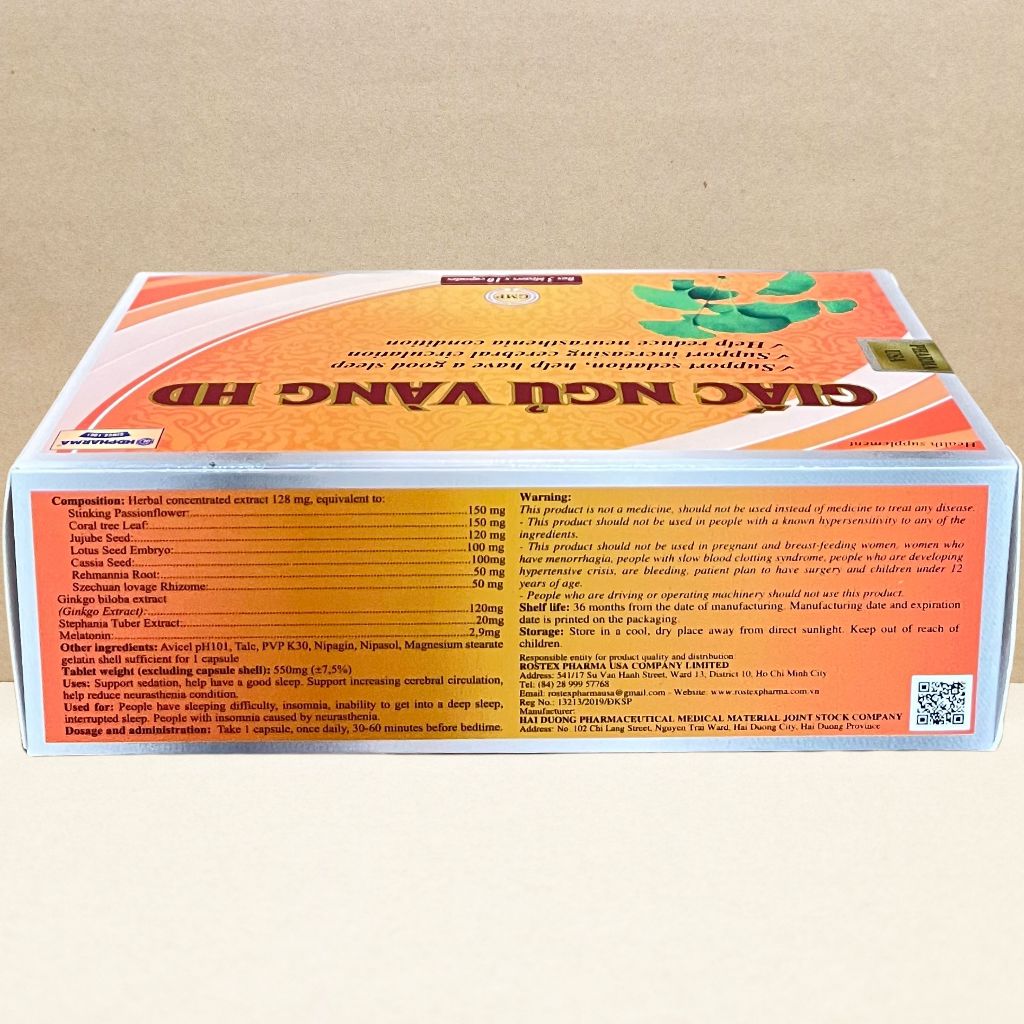 Combo 5 Hộp Giấc Ngủ Vàng HD Cam - Rostex - Hải Dương - Vitamin Chữa Lành