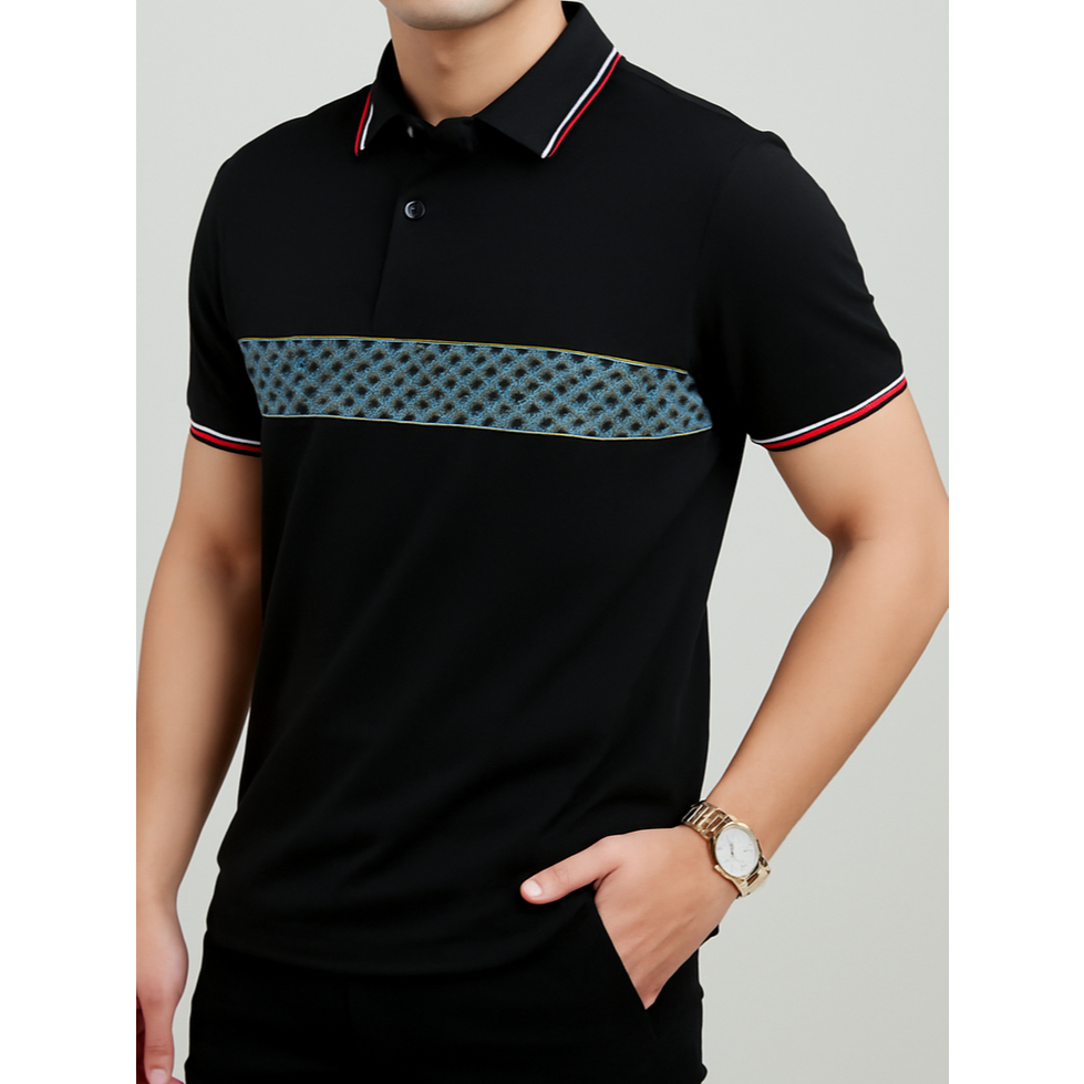 Áo Thun Polo Nam Thun Lạnh Poly Hoa Văn Cao Cấp | Form Chuẩn, Mát Lạnh, Thấm Hút Tốt