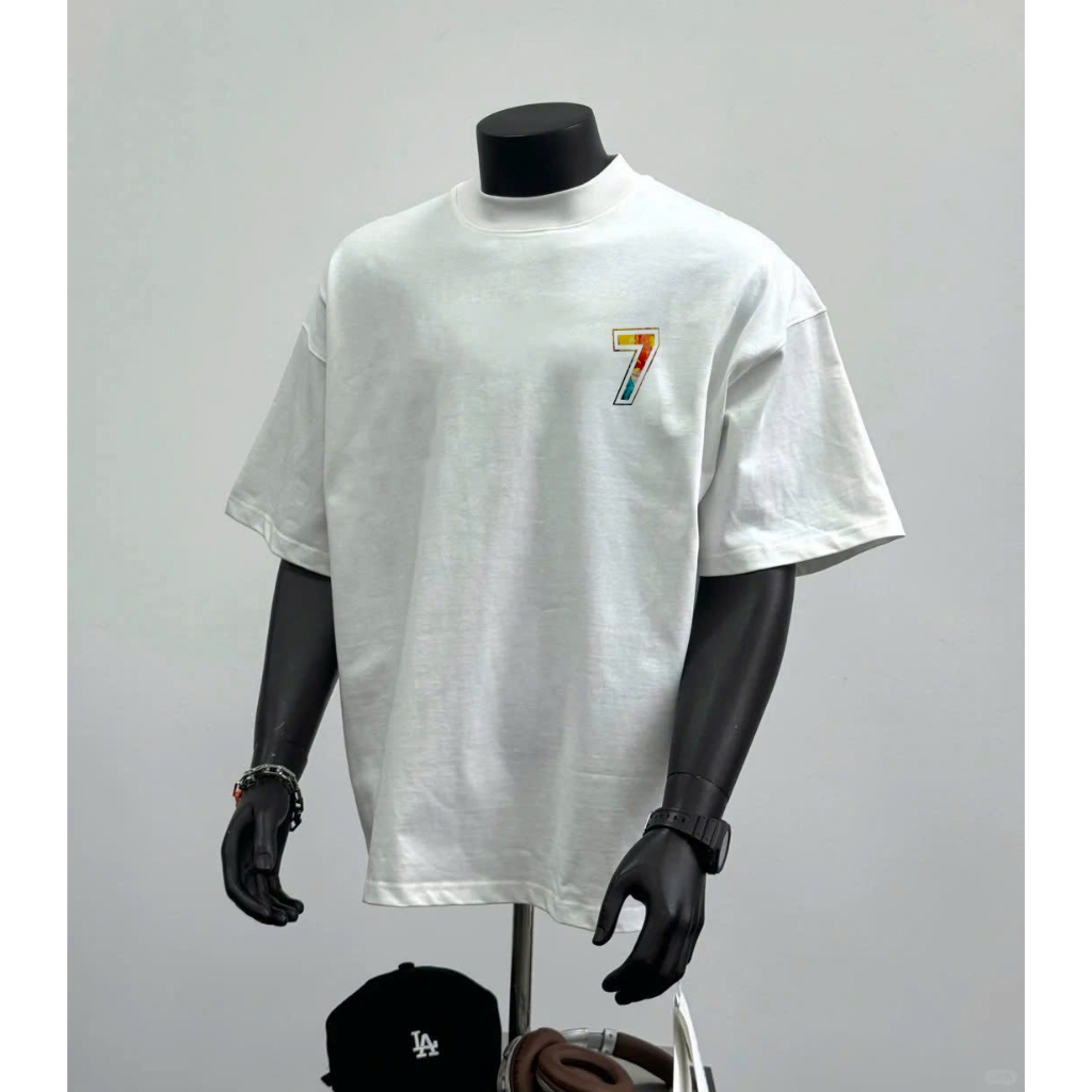 Áo thun trắng đen Sev7n Art 100% cotton co giãn thấm hút mồ hôi 40-100kg form suông Unisex Basetee
