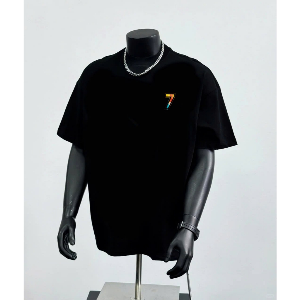Áo thun trắng đen Sev7n Art 100% cotton co giãn thấm hút mồ hôi 40-100kg form suông Unisex Basetee