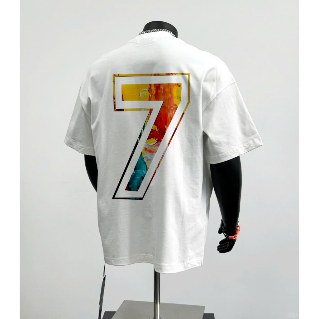 Áo thun trắng đen Sev7n Art 100% cotton co giãn thấm hút mồ hôi 40-100kg form suông Unisex Basetee