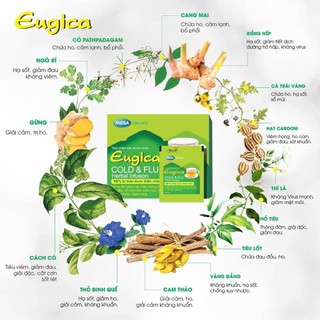 [MUA LÀ CÓ QUÀ] Trà Giải Cảm Eugica  Cold & Flu Herbal Infusion, Phòng Cảm Cúm, Ngạt Mũi, Hắt Hơi, Cảm Lạnh, Hộp 10 gói
