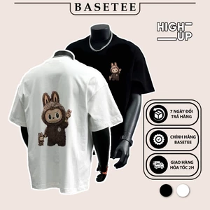 Áo thun trắng đen Labubu 100% cotton co giãn thấm hút mồ hôi 40-100kg form suông Unisex Basetee