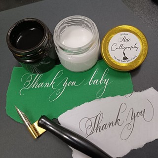 Mực Calligraphy đen trắng, Mực chấm bút quản chéo viết chữ nghệ thuật, thiệp cưới, thư tay, trang trí sổ...
