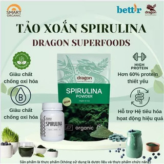 Bột tảo xoắn Spirulina hữu cơ Dragon Superfoods 200gr