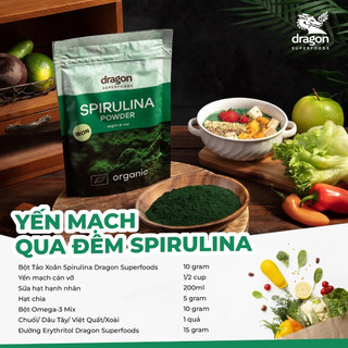 Bột tảo xoắn Spirulina hữu cơ Dragon Superfoods 200gr