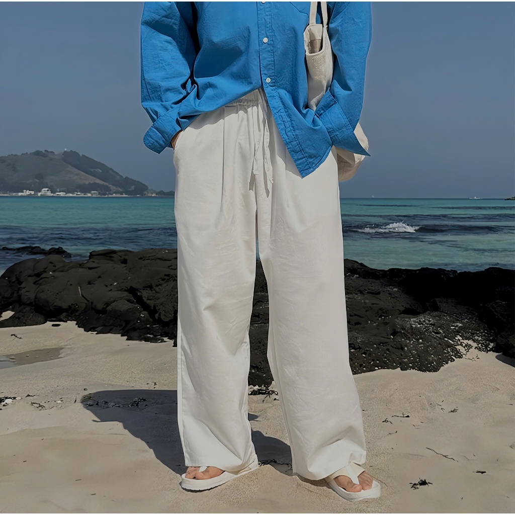 XẢ HÀNG Quần dài suông linen nam Out.3r S22 vải Linen Premium form ống suông lưng chun dây rút | BigBuy360 - bigbuy360.vn