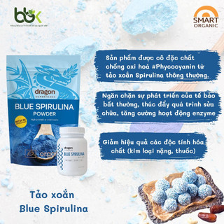 Bột tảo xoắn xanh Blue Spirulina hữu cơ Dragon Superfoods active phycocyanin