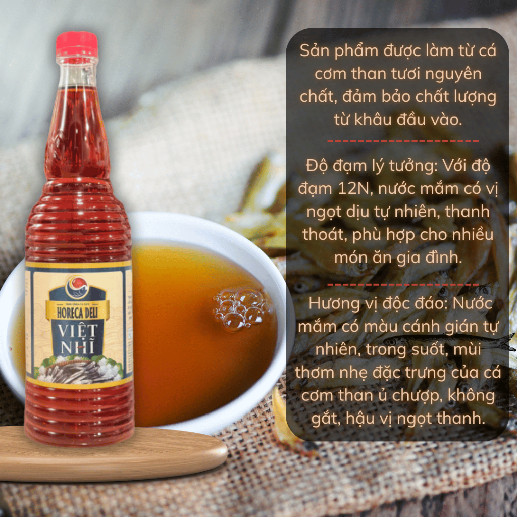 NƯỚC CHẤM VIỆT NHĨ CÁ CƠM THAN 12N - CHUẨN VỊ TRUYỀN THỐNG 900ML - Nước mắm HưngViệt