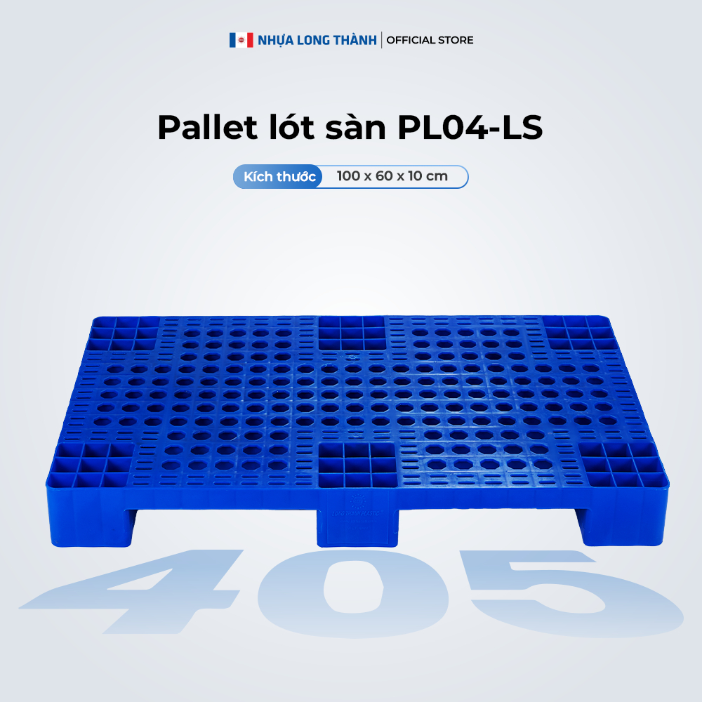 Pallet lót sàn NHỰA LONG THÀNH PL04-LS chống trượt 100x60x10cm DƯƠNG ĐỎ LÁ