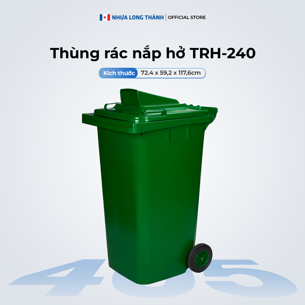 Thùng rác công nghiệp NHỰA LONG THÀNH 240 Lít nắp hở 2 màu