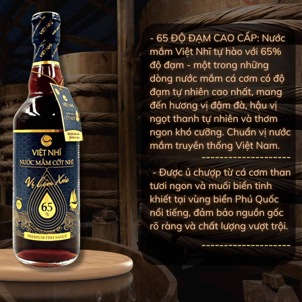 Nước Mắm Việt Nhĩ 65 Độ Đạm Cốt Nhĩ Cá Cơm Thượng Hạng Phú Quốc (510ml)