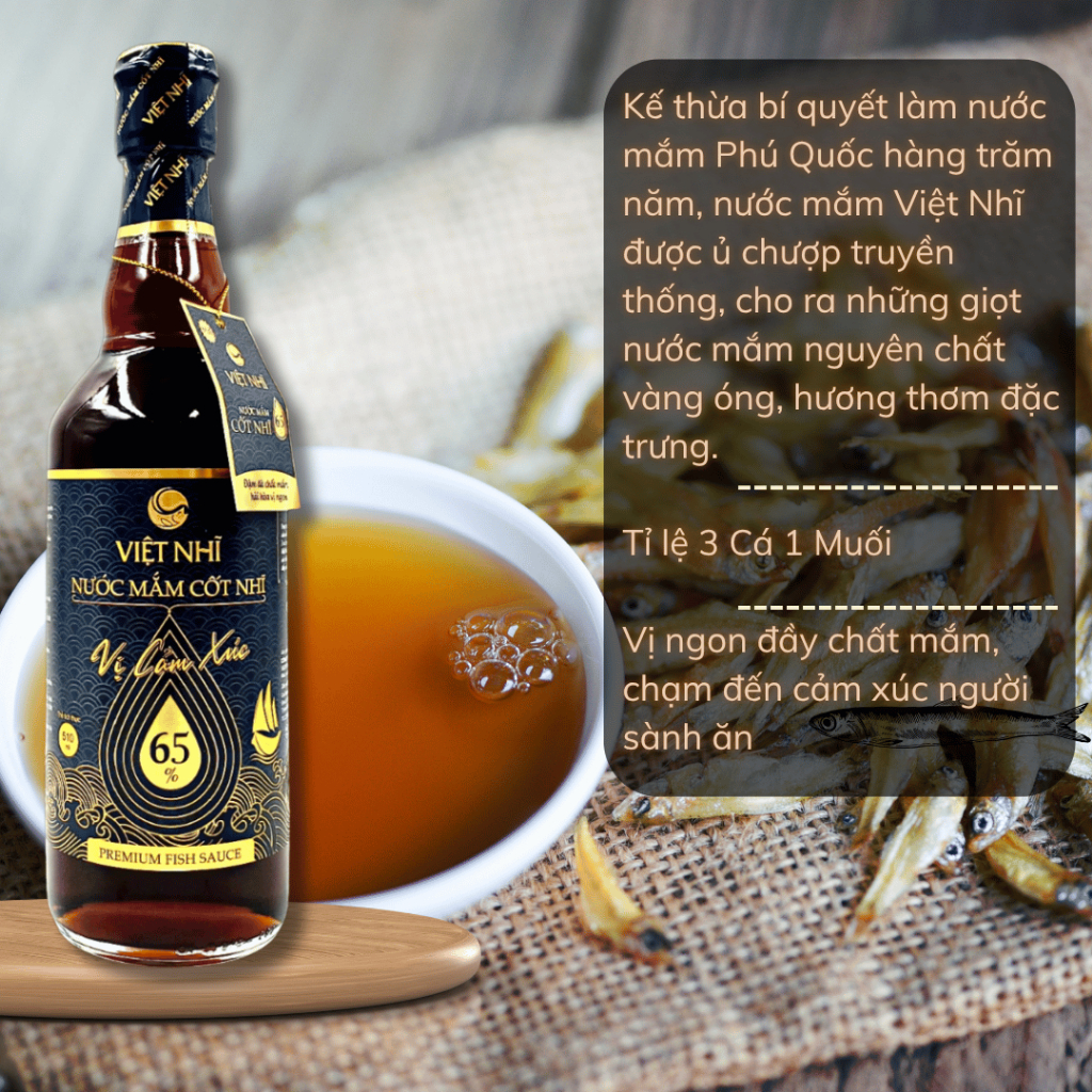 Nước Mắm Việt Nhĩ 65 Độ Đạm Cốt Nhĩ Cá Cơm Thượng Hạng Phú Quốc (510ml)