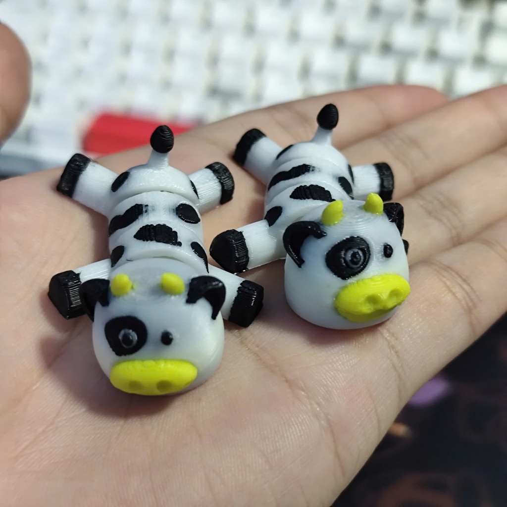 Đồ Chơi Móc Khóa in 3D - Bò Sữa Mini Đáng Yêu