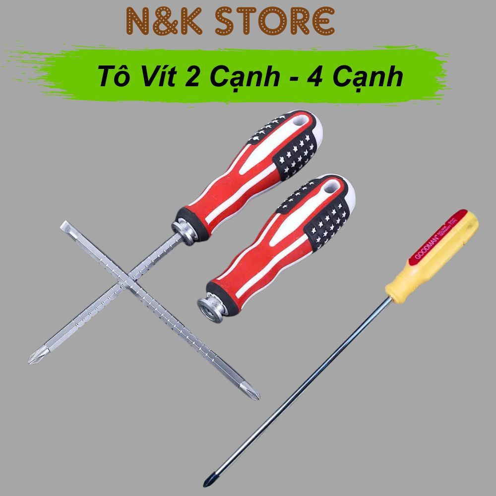 Tô vít 2 đầu cán cờ Mỹ , tua vít 2 cạnh, tô vít 4 cạnh bằng thép chắc chắn