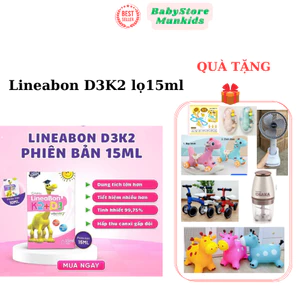 D3 K2 Mẫu Mới Lineabon hồng 15ml tinh khiết hỗ trợ hấp thu canxi dạng nhỏ giọt tiện lợi cho bé