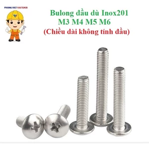 50 cái M3-M6 vít pake đầu dù thân bulong inox201 M3-M6